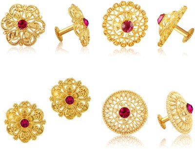 VIGHNAHARTA Vighnaharta Everyday wear Gold plated CZ Pink Stone alloy Stud, Earring, Stud Earring for Women and Girls ( Pack of - 4 pair Earring) - VFJ1396-1096-1118-1140ERG Alloy Stud Earring