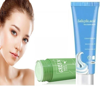 Elecsera Green Tea Cleansing Mask Purifying Mask Solid Cleansing Mask Smear Type Shrink Pores Soothing Repair Deep Cleaning Face Moisturizer Oil Control Blackhead Removing for All Skin Types Stick Green Tea Mask & Salicylic Acid Super Cleansing Mask Ice Cream Mask, Cleansing, Moisturizing And Shrink