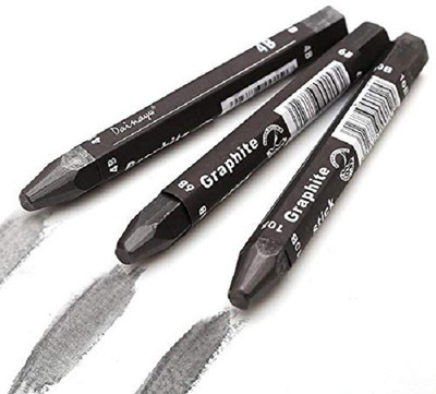 KNAFS 3 PCS Water Soluble Graphite Stick Set 4B 6B 10B Art Drawing Painting Sketch Pencil(Pack of 3)
