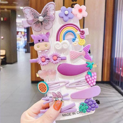 ASG 14 Pcs Baby Girl Cloud Lollipop Rainbow Hair Clips Set For Girls Toddler Kids Princess Hair Pins Clips Barrettes Hair Accessories for Girls (Purple) Hair Pin(Multicolor)