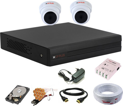 CP PLUS 4 Channal HD DVR 1080p 1Pcs,Dome HD Camera Plug-n-Play Crystal IR LEDs for clearer Night Vision 2.4 MP 2Pcs,500 GB Hard Disk,Full combo set Security Camera(500 GB, 4 Channel)