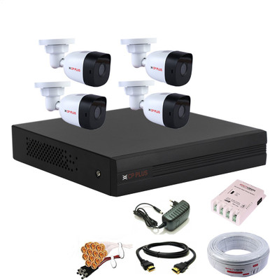 CP PLUS 4 Channal HD DVR 1080p 1Pcs,Bullet HD Camera Plug-n-Play Crystal IR LEDs for clearer Night Vision 2.4 MP 4Pcs,combo set Security Camera(4 Channel)