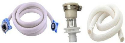 KI BATH FITTINGS 3 Meter Washing machine Hose Inlet pipe With Outlet Pipe and Tap Connector For Top Loading Fully Automatic Washing Machine Pipe (Inlet+Outlet+Adaptor Combo) Size-Both 3 Meter Hose Pipe(300 cm)
