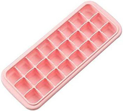 Primetan Silicone Ice Tray with Removable Lid Easy-Release Flexible Ice Cube Molds Pink Silicone Ice Cube Tray(Pack of1)