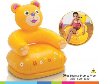 ARNIYAVALA Teddy Bear Shape Inflatable Chair for Kids | PVC Animal Sofa for Toddlers | Plastic Air Chair for Children, Multicolor Happy Animal Bear Chair Assortment Inflatable Sofa/ Chair(Yellow)