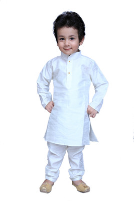KL Collection Boys Festive & Party Kurta and Pyjama Set(White Pack of 1)