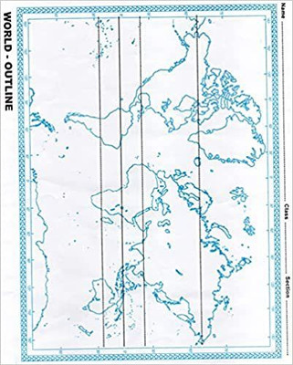 PMW World Outline Map - Practice Map Book - Book Contains 90 to 95 Sheets - A4 Size Sheets(White)