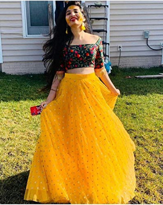 Nena Fashion Self Design Semi Stitched Lehenga Choli(Yellow)