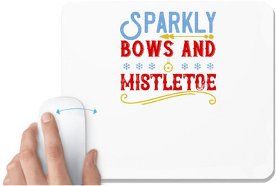 UDNAG White Mousepad 'Christmas | Sparkly bows and mistletoe' for Computer / PC / Laptop [230 x 200 x 5mm] Mousepad(White)