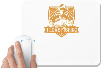 UDNAG White Mousepad 'Fishing | I Love fishing copy' for Computer / PC / Laptop [230 x 200 x 5mm] Non Slip Base Mousepad(White)