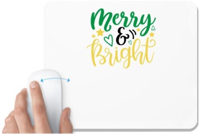 UDNAG White Mousepad 'Christmas | merry and bright' for Computer / PC / Laptop [230 x 200 x 5mm] Mousepad(White)