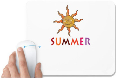 UDNAG White Mousepad 'Sun | Summer' for Computer / PC / Laptop [230 x 200 x 5mm] Non Slip Base Mousepad(White)