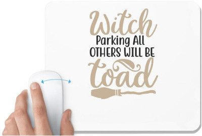 UDNAG White Mousepad 'Halloween | Witch Parking All others will be toad' for Computer / PC / Laptop [230 x 200 x 5mm] Non Slip Base Mousepad(White)