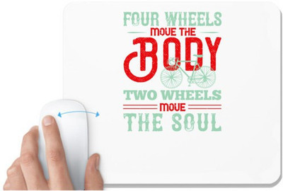 UDNAG White Mousepad 'Biker | four wheels move the body. two wheels move the soul' for Computer / PC / Laptop [230 x 200 x 5mm] Non Slip Base Mousepad(White)
