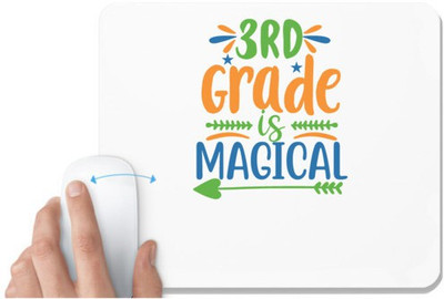UDNAG White Mousepad 'Teacher Student | 3rd grade is' for Computer / PC / Laptop [230 x 200 x 5mm] Non Slip Base Mousepad(White)