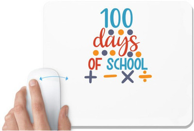 UDNAG White Mousepad 'Teacher Student | 100 days of school' for Computer / PC / Laptop [230 x 200 x 5mm] Non Slip Base Mousepad(White)