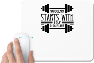 UDNAG White Mousepad 'Gym | Success starts with self-discipline' for Computer / PC / Laptop [230 x 200 x 5mm] Mousepad(White)