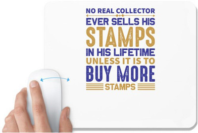 UDNAG White Mousepad 'Stamp collector | No real' for Computer / PC / Laptop [230 x 200 x 5mm] Non Slip Base Mousepad(White)
