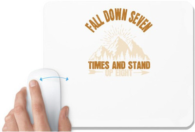 UDNAG White Mousepad 'Adventure | Fall down seven times and stand up eight 01' for Computer / PC / Laptop [230 x 200 x 5mm] Non Slip Base Mousepad(White)