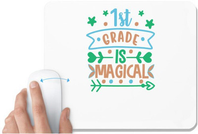 UDNAG White Mousepad 'Teacher Student | 1st grade is' for Computer / PC / Laptop [230 x 200 x 5mm] Non Slip Base Mousepad(White)