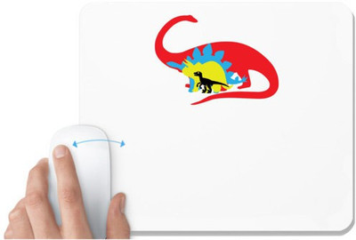 UDNAG White Mousepad 'Dinosour | Ilustration' for Computer / PC / Laptop [230 x 200 x 5mm] Non Slip Base Mousepad(White)