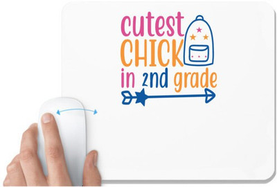 UDNAG White Mousepad 'Teacher Student | cutest chick in 2ndd grade' for Computer / PC / Laptop [230 x 200 x 5mm] Non Slip Base Mousepad(White)