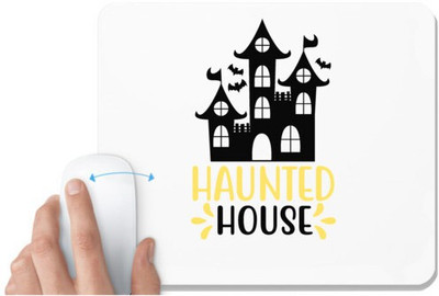UDNAG White Mousepad 'Halloween | Haunted House' for Computer / PC / Laptop [230 x 200 x 5mm] Non Slip Base Mousepad(White)