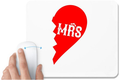 UDNAG White Mousepad 'Couple | Mrs' for Computer / PC / Laptop [230 x 200 x 5mm] Non Slip Base Mousepad(White)