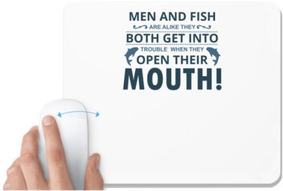 UDNAG White Mousepad 'Fishing | Men & Fish' for Computer / PC / Laptop [230 x 200 x 5mm] Mousepad(White)
