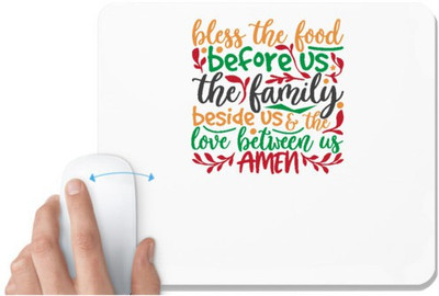 UDNAG White Mousepad 'Christmas | bless the food before us the family love between us amen' for Computer / PC / Laptop [230 x 200 x 5mm] Non Slip Base Mousepad(White)