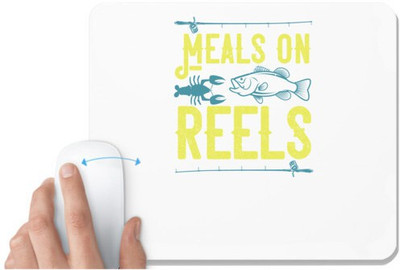 UDNAG White Mousepad 'Fishing | Meals on reels' for Computer / PC / Laptop [230 x 200 x 5mm] Non Slip Base Mousepad(White)