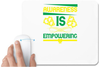 UDNAG White Mousepad 'Awareness | Awareness is empowering03' for Computer / PC / Laptop [230 x 200 x 5mm] Non Slip Base Mousepad(White)