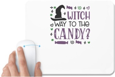 UDNAG White Mousepad 'Witch hat | Witch Way to the candy' for Computer / PC / Laptop [230 x 200 x 5mm] Mousepad(White)