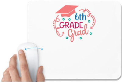 UDNAG White Mousepad 'Teacher Student | 6 th grade grad' for Computer / PC / Laptop [230 x 200 x 5mm] Non Slip Base Mousepad(White)