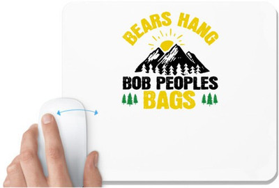 UDNAG White Mousepad 'Adventure | Bears hang Bob Peoples' bags' for Computer / PC / Laptop [230 x 200 x 5mm] Non Slip Base Mousepad(White)