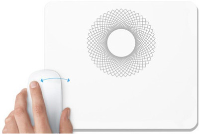 UDNAG White Mousepad 'Black Ring | Drawing' for Computer / PC / Laptop [230 x 200 x 5mm] Non Slip Base Mousepad(White)