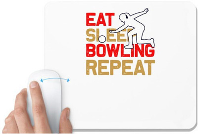 UDNAG White Mousepad 'Bowling | Eat sleep copy 5' for Computer / PC / Laptop [230 x 200 x 5mm] Mousepad(White)