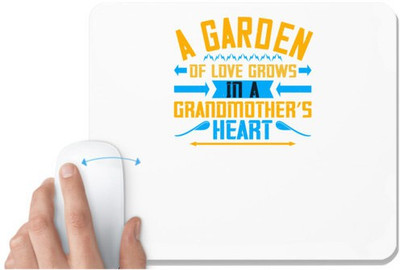 UDNAG White Mousepad 'Grand Mother | A garden of love grows in a grandmother’s heart' for Computer / PC / Laptop [230 x 200 x 5mm] Non Slip Base Mousepad(White)
