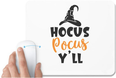 UDNAG White Mousepad 'Witch hat | hocus pocus y’ll' for Computer / PC / Laptop [230 x 200 x 5mm] Mousepad(White)