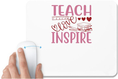 UDNAG White Mousepad 'Teacher Student | Teach love inspiree' for Computer / PC / Laptop [230 x 200 x 5mm] Non Slip Base Mousepad(White)