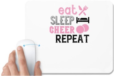 UDNAG White Mousepad 'Routin | Eat sleep cheer reapet 1' for Computer / PC / Laptop [230 x 200 x 5mm] Mousepad(White)