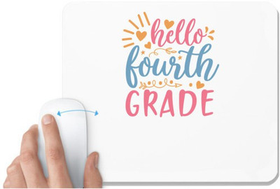 UDNAG White Mousepad 'Teacher Student | hello fourth gradee' for Computer / PC / Laptop [230 x 200 x 5mm] Non Slip Base Mousepad(White)