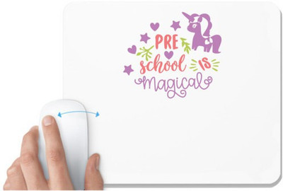 UDNAG White Mousepad 'Teacher Student | Pre school is magical' for Computer / PC / Laptop [230 x 200 x 5mm] Non Slip Base Mousepad(White)