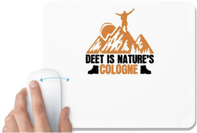 UDNAG White Mousepad 'Adventure | Deet is nature's cologne' for Computer / PC / Laptop [230 x 200 x 5mm] Non Slip Base Mousepad(White)