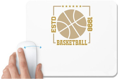 UDNAG White Mousepad 'Basketball | Estd 1998' for Computer / PC / Laptop [230 x 200 x 5mm] Non Slip Base Mousepad(White)