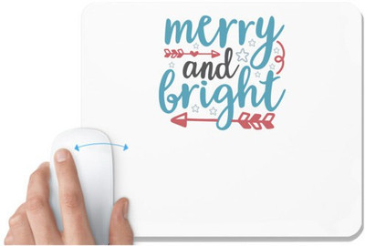 UDNAG White Mousepad 'Christmas | merry and bright4' for Computer / PC / Laptop [230 x 200 x 5mm] Non Slip Base Mousepad(White)