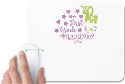 UDNAG White Mousepad 'Teacher Student | First grade is magical copy' for Computer / PC / Laptop [230 x 200 x 5mm] Non Slip Base Mousepad(White)
