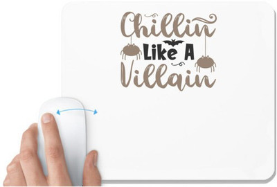 UDNAG White Mousepad 'Witch | CHILLIN’ LIKE A VILLAIN' for Computer / PC / Laptop [230 x 200 x 5mm] Non Slip Base Mousepad(White)