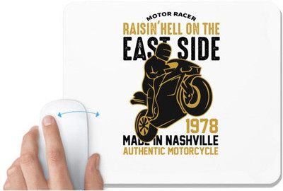 UDNAG White Mousepad 'Racing | Motor racer' for Computer / PC / Laptop [230 x 200 x 5mm] Non Slip Base Mousepad(White)
