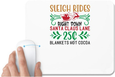 UDNAG White Mousepad 'Christmas | sleigh rides right down santa claus lane' for Computer / PC / Laptop [230 x 200 x 5mm] Non Slip Base Mousepad(White)
